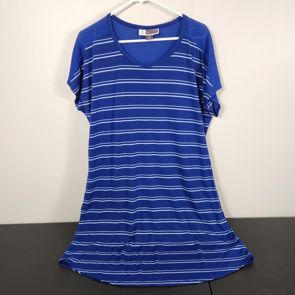 ExOfficio Insect Shield Striped Dress Top Blue Short Sleeve XL Hiking